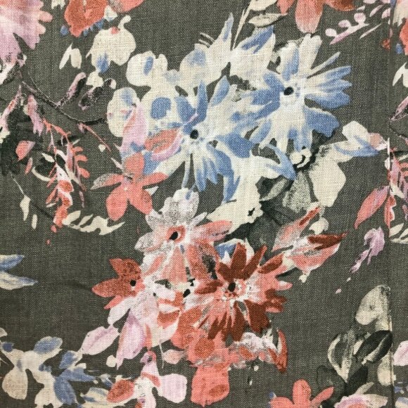 J Jill Love Linen Floral Dress Petite Size PM 100% Linen Green Pockets - Picture 6 of 10